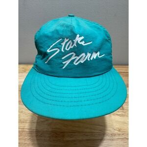 Vintage Teal State Farm Adjustable Trucker Hat Cap One Size Fits Most